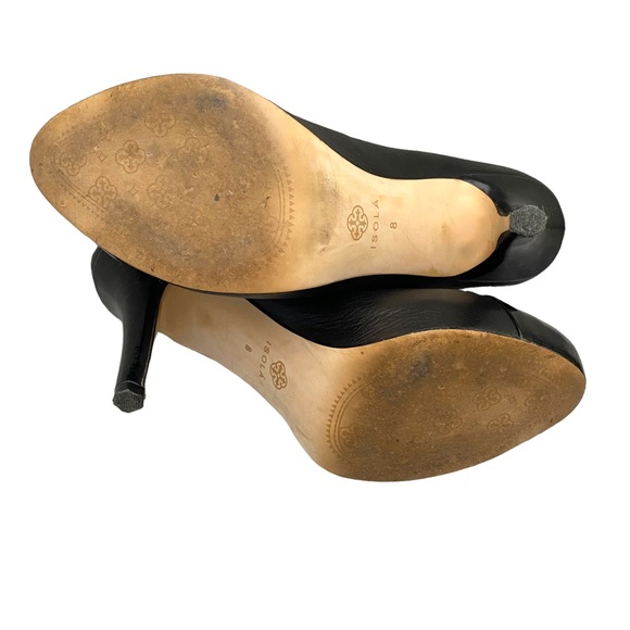 Isola Black Leather Stiletto Slip On Booties Size 8 - Picture 7 of 11